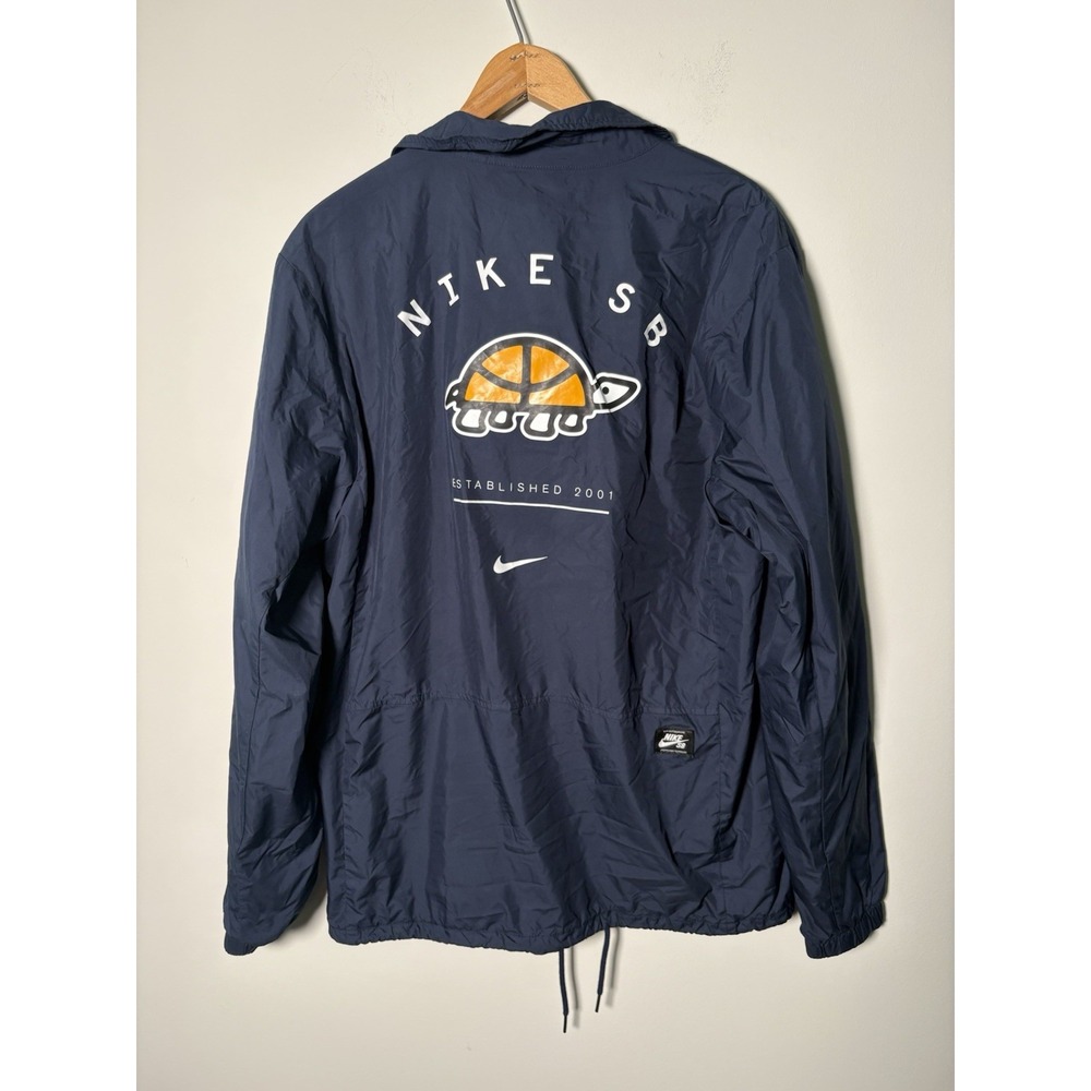 Nike SB Shield Coaches Jacket Turtle Graphic Navy Blue Men's Size M Windbreaker